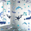 A set of geometric shark paper garlands and strands for a birthday banner decoration