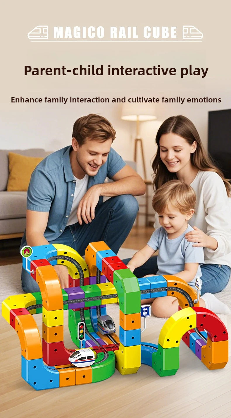 Magnetic Building Block Train Set with Electric Track