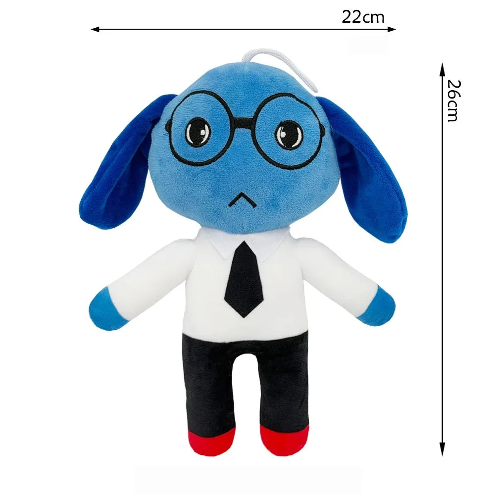 A blue animal hospital plush toy set featuring a doctor character with blue ears and a white coat.