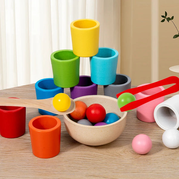 Montessori Wooden Color Cups Matching & Sorting Toy
