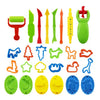 A set of colorful silicone tools and molds for creative play dough and sculpting activities.