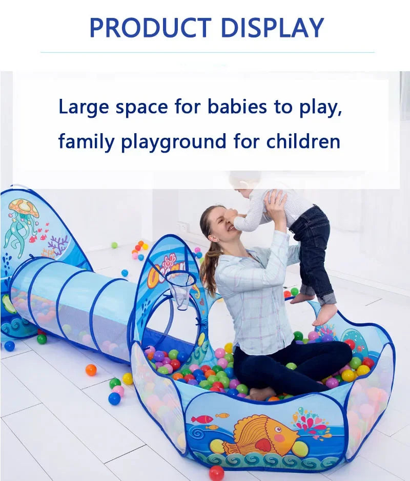 3-in-1 Kids Ball Pit Play Tent with Tunnel