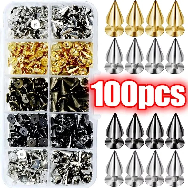 Double-Cap Cone Studs for DIY Punk Fashion