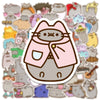 A collection of cute, stylized cat stickers in various poses and colors.