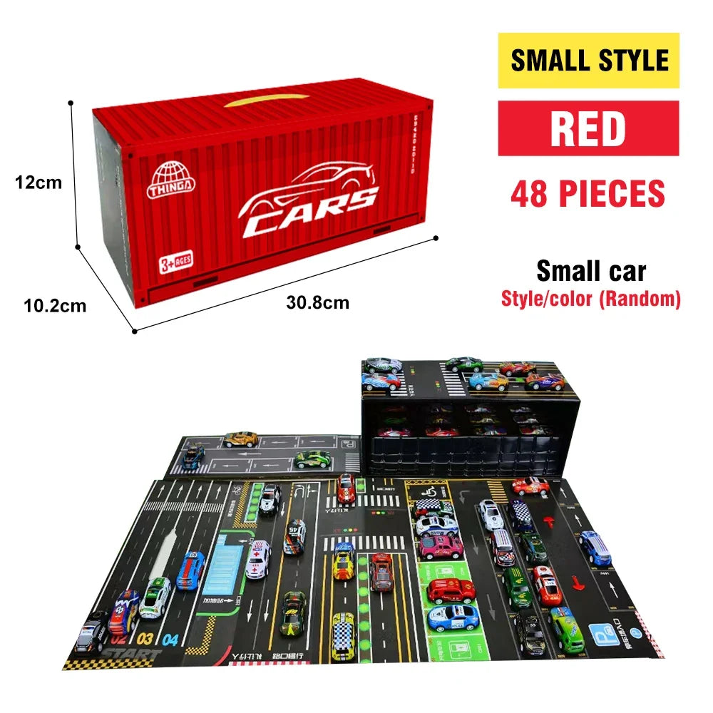 48-Piece Die-Cast Metal Car Collection with Storage Case