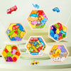 A collection of colorful wooden 3D jigsaw puzzles for kids, featuring various shapes and animals.