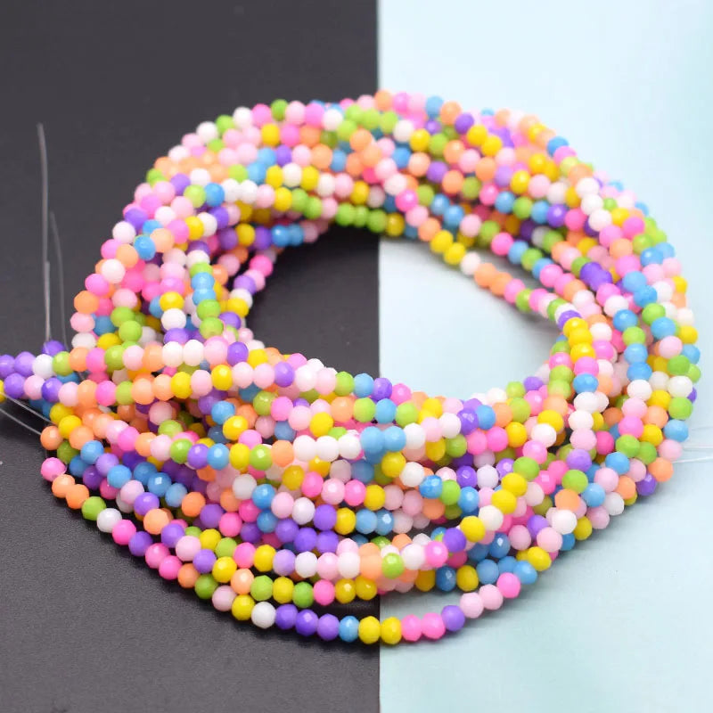 Mixed-Color Rondelle Glass Beads for Jewelry Making