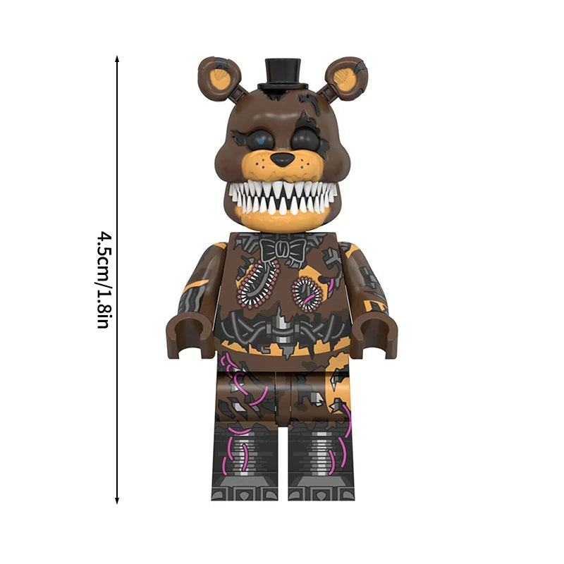 Mini building block figures of Five Nights at Freddy's Bonnie and friends characters.