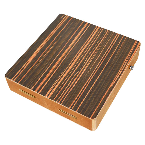 Compact Ebony Wood Cajon Drum with Adjustable Strap