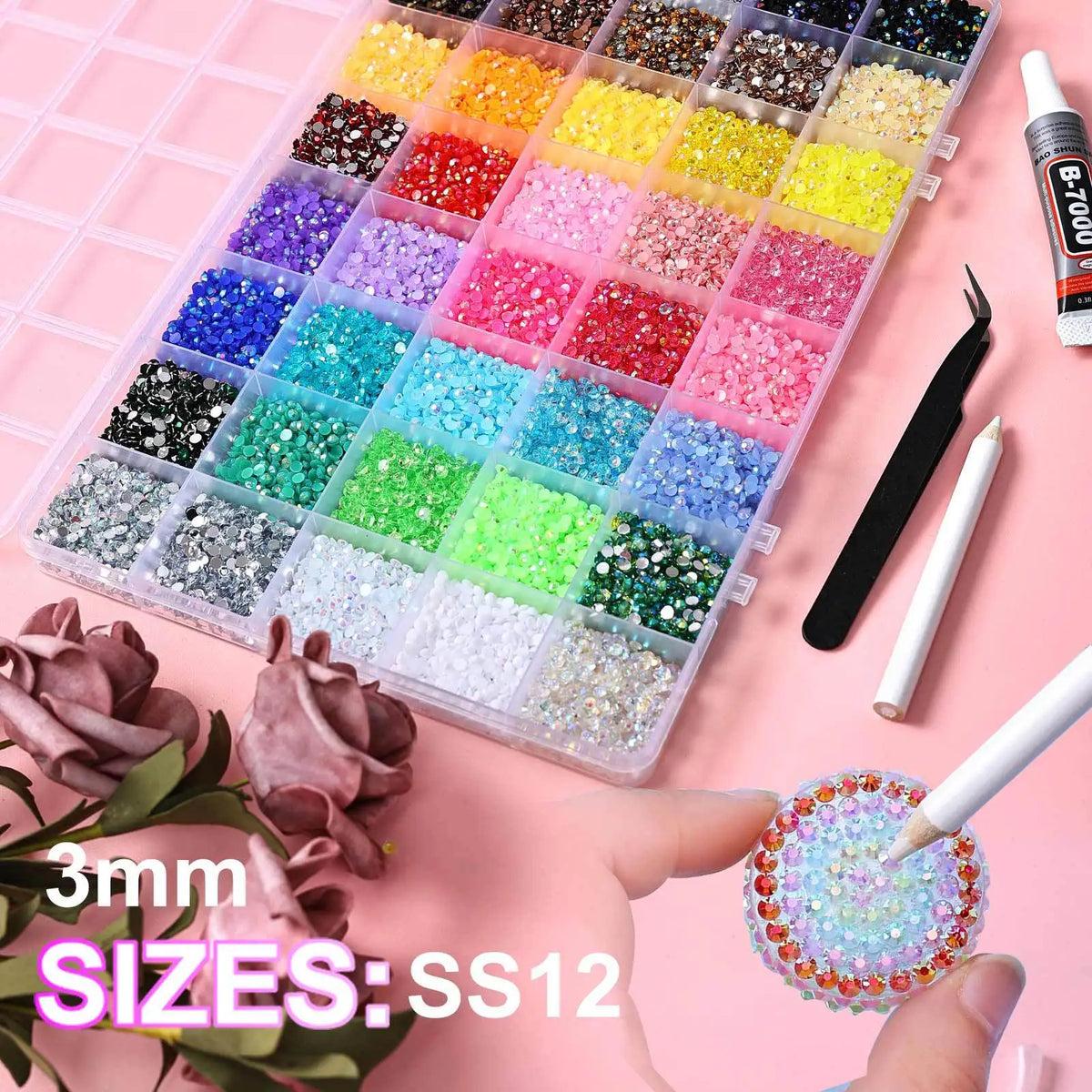 Mixed Color Resin Rhinestone Set for Crafts and DIY Decor
