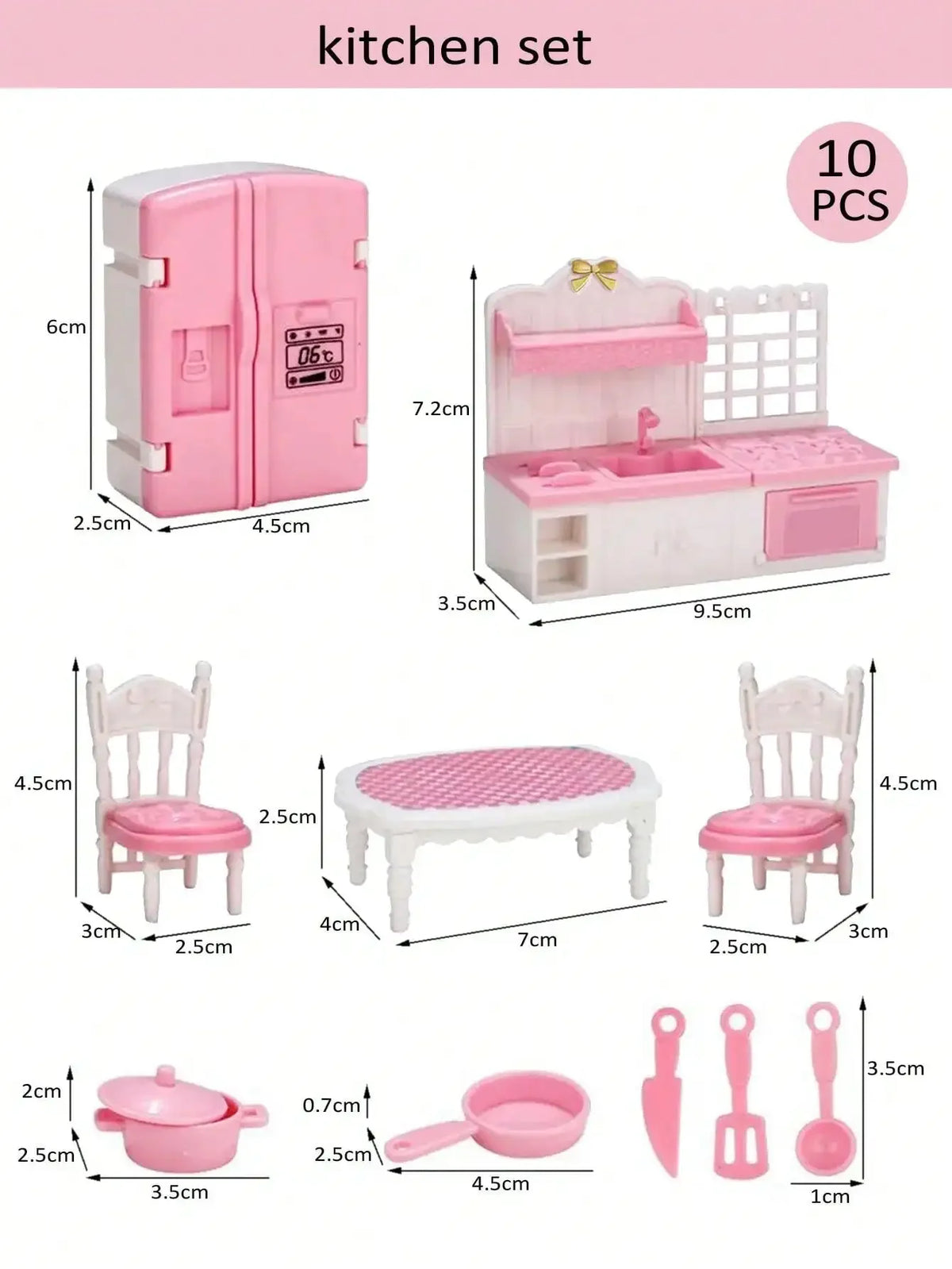 Mini Dollhouse Furniture Set – Bedroom & Kitchen Playset for Kids