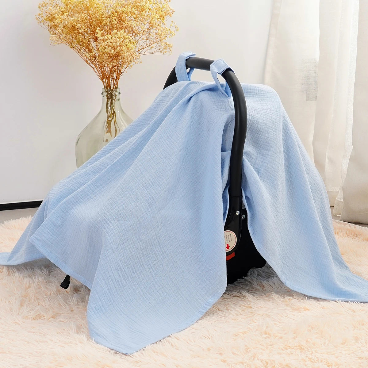 Soft Muslin Cotton Baby Car Seat Cover with Sunshade