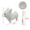 White soft plush rabbit stuffed toy with a hanging loop and keyring.