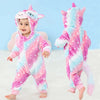 A baby wearing a pink and white star-patterned hooded romper, shown from the front and back.
