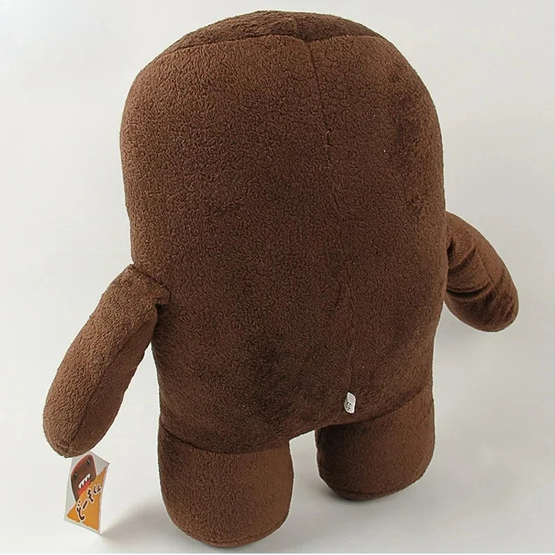 A brown plush bear toy with a round body and short arms is shown against a white background.
