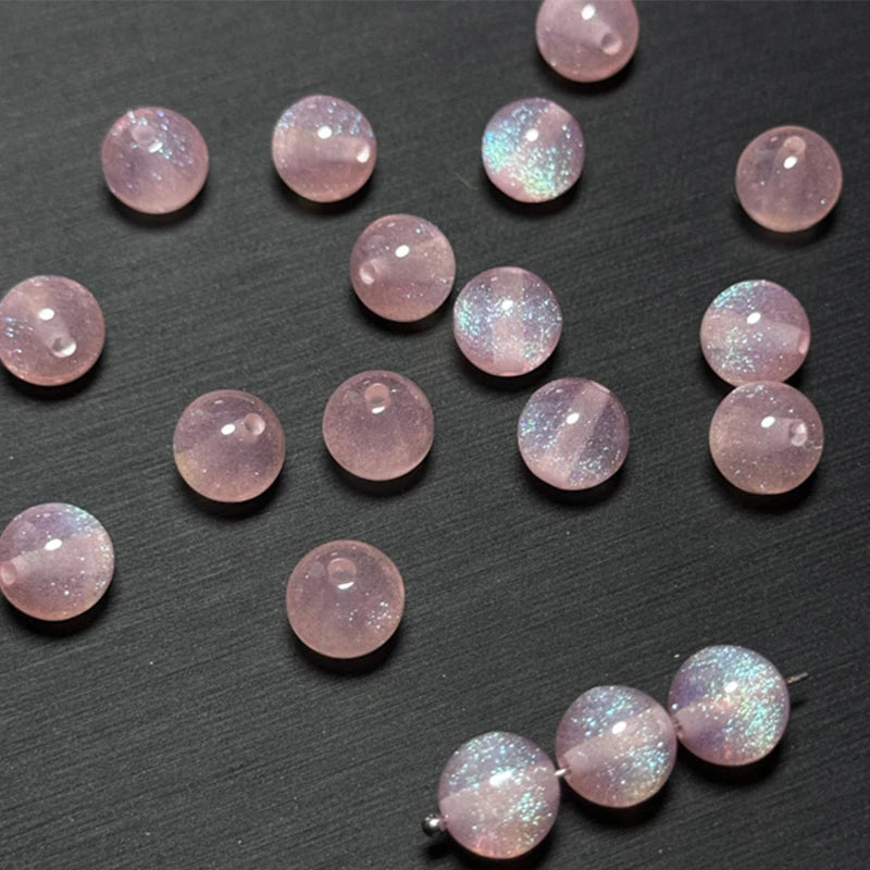 Fine Flashing Resin Beads, Round Loose Beads for Jewelry Making