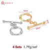 Four sets of 18K gold round O-toggle clasps for bracelets and jewelry making