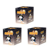 A boxed collectible figure of Snoopy Mischief Party Series featuring the dog in a blue outfit and a yellow hat.