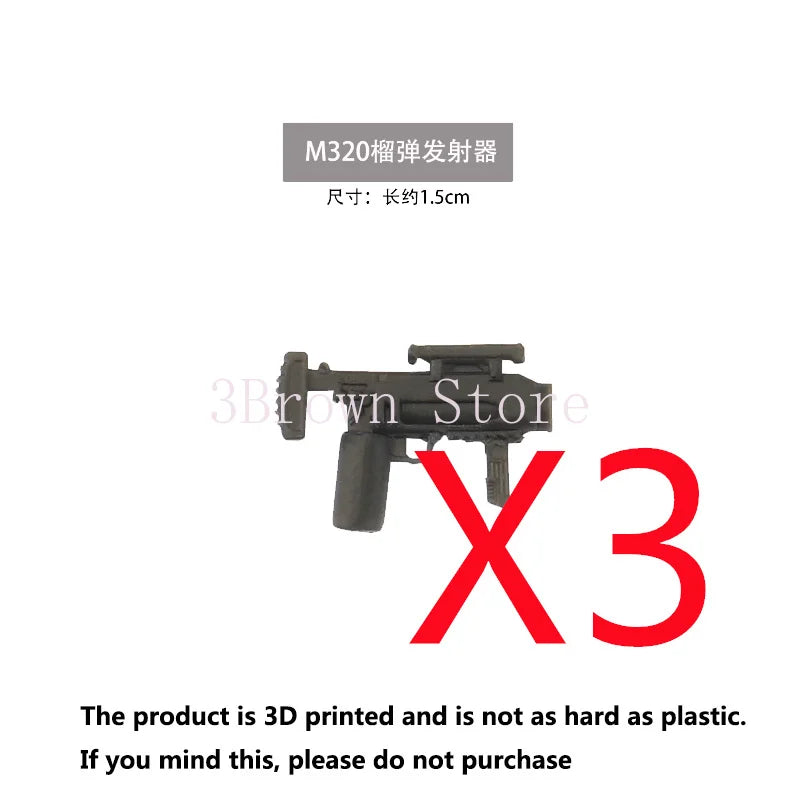 3D printed M320 firing device with a gun and helmet accessory