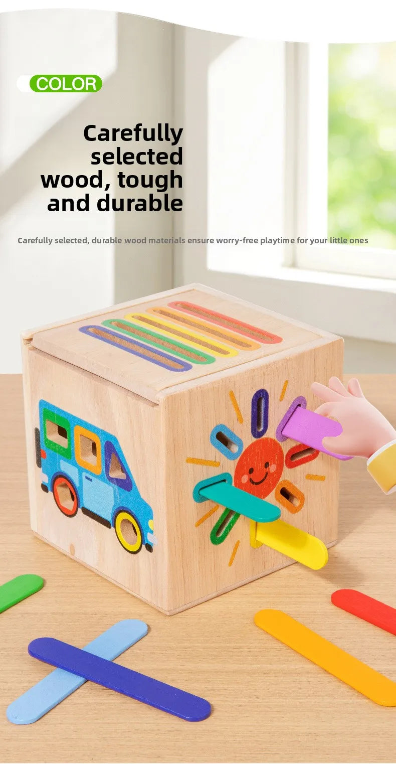 5-in-1 Wooden Shape & Color Sorting Toy for Toddlers