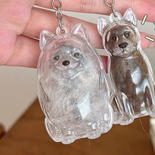 Transparent Dog Fur Keepsake Keychain