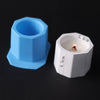 A blue silicone mold for making vases and planters, shown next to a white mold with dimension markings.