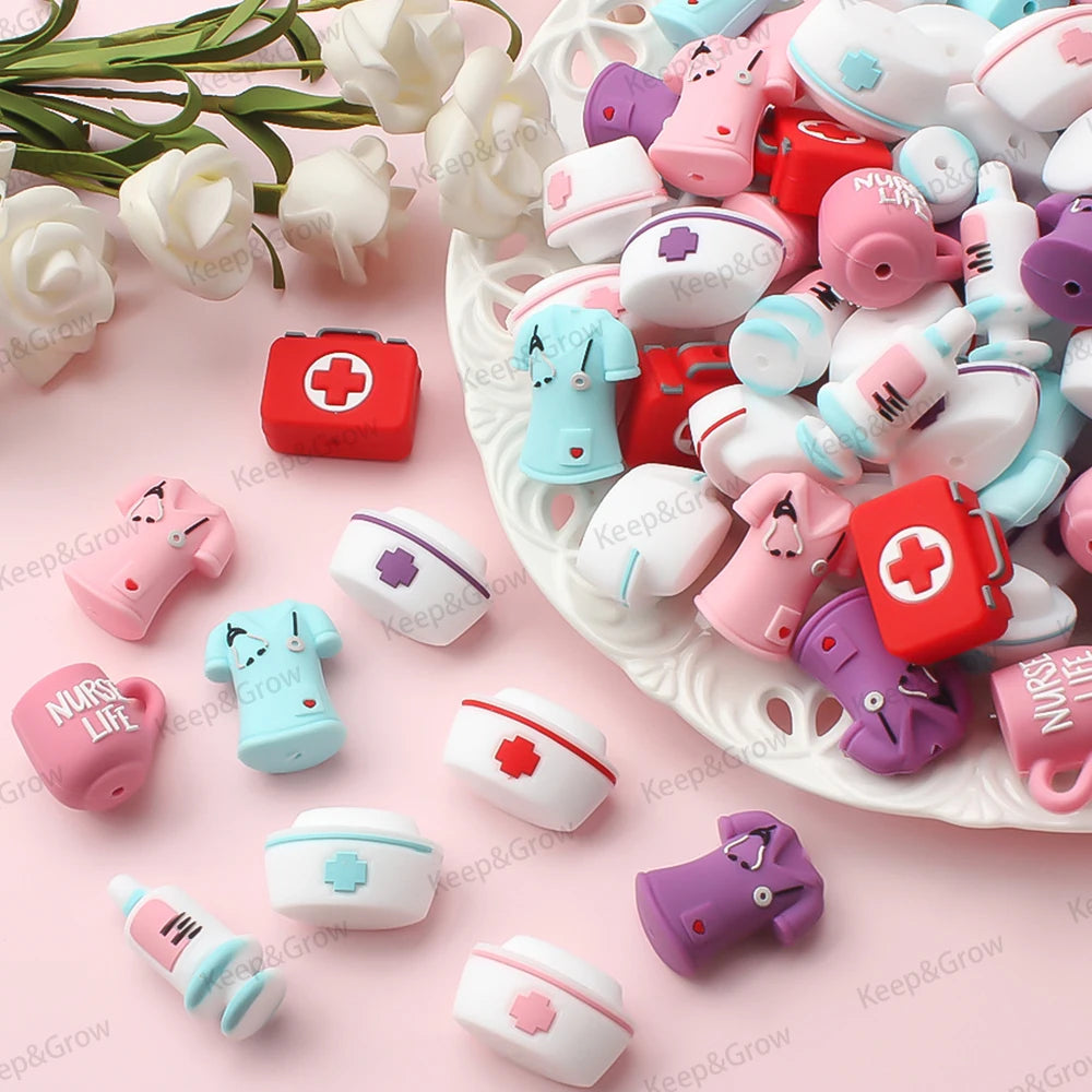 Nurse-Themed Silicone Focal Beads for Jewelry Making and DIY Crafts