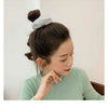 Plush Knit Scrunchie Hair Ties with Leather Accent