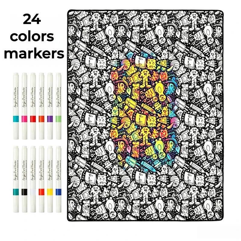 A set of 24 colored markers for DIY coloring, including various shades and tips.