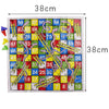 A colorful Snakes and Ladders board game mat showing a winding path with numbered squares and ladders for play.