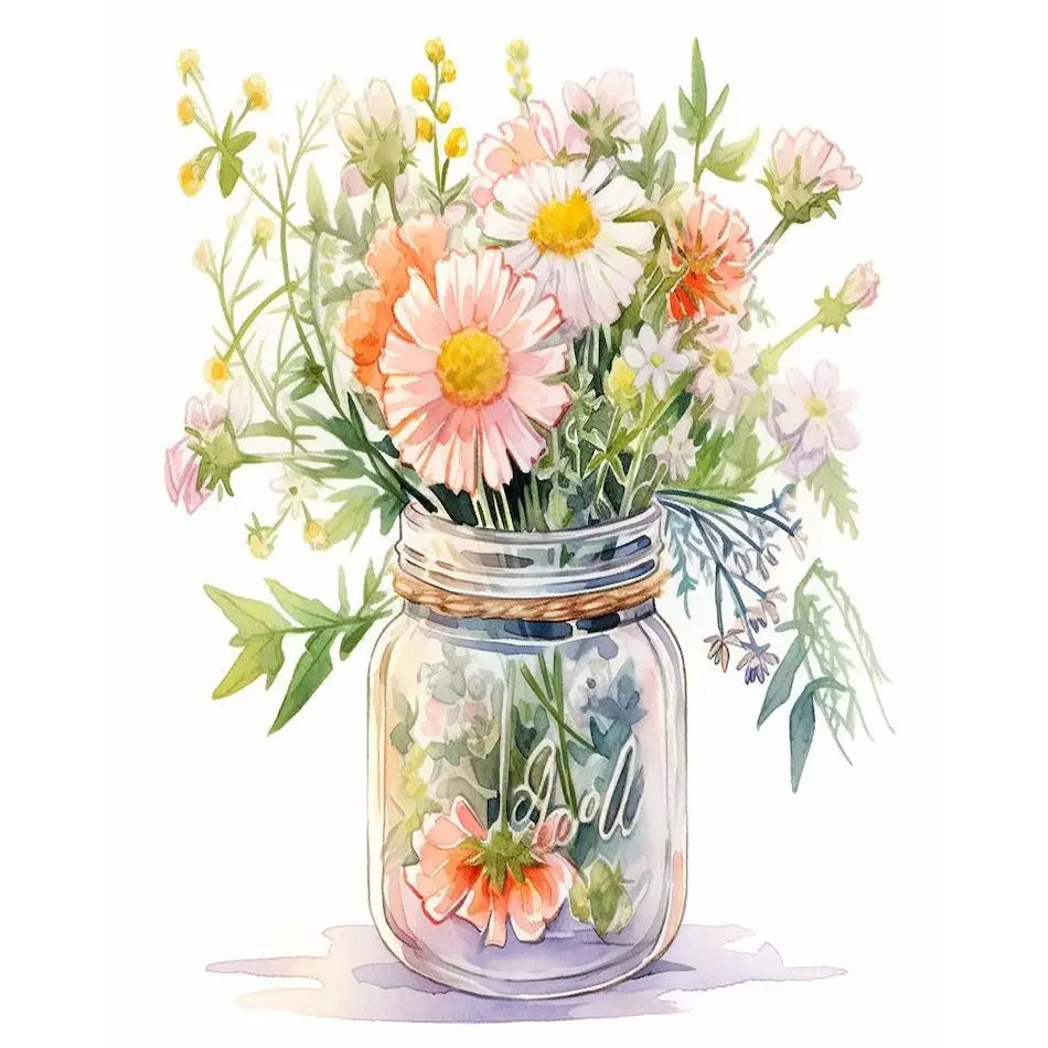 DIY Paint by Numbers Kit | Flowers in Vase | Acrylic Canvas Art with Frame