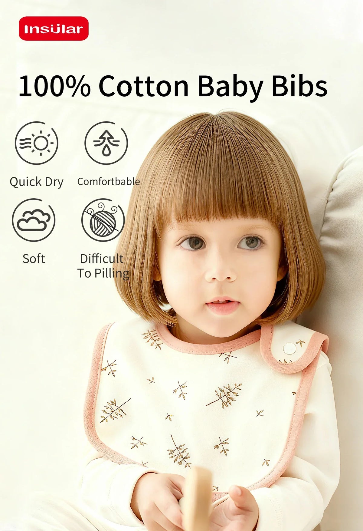 Soft Cotton Baby Bibs (5-Pack) with U-Shaped Catch-All Design