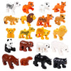 A set of zoo animal building blocks featuring various animals like a lion, bear, tiger, elephant, and panda.