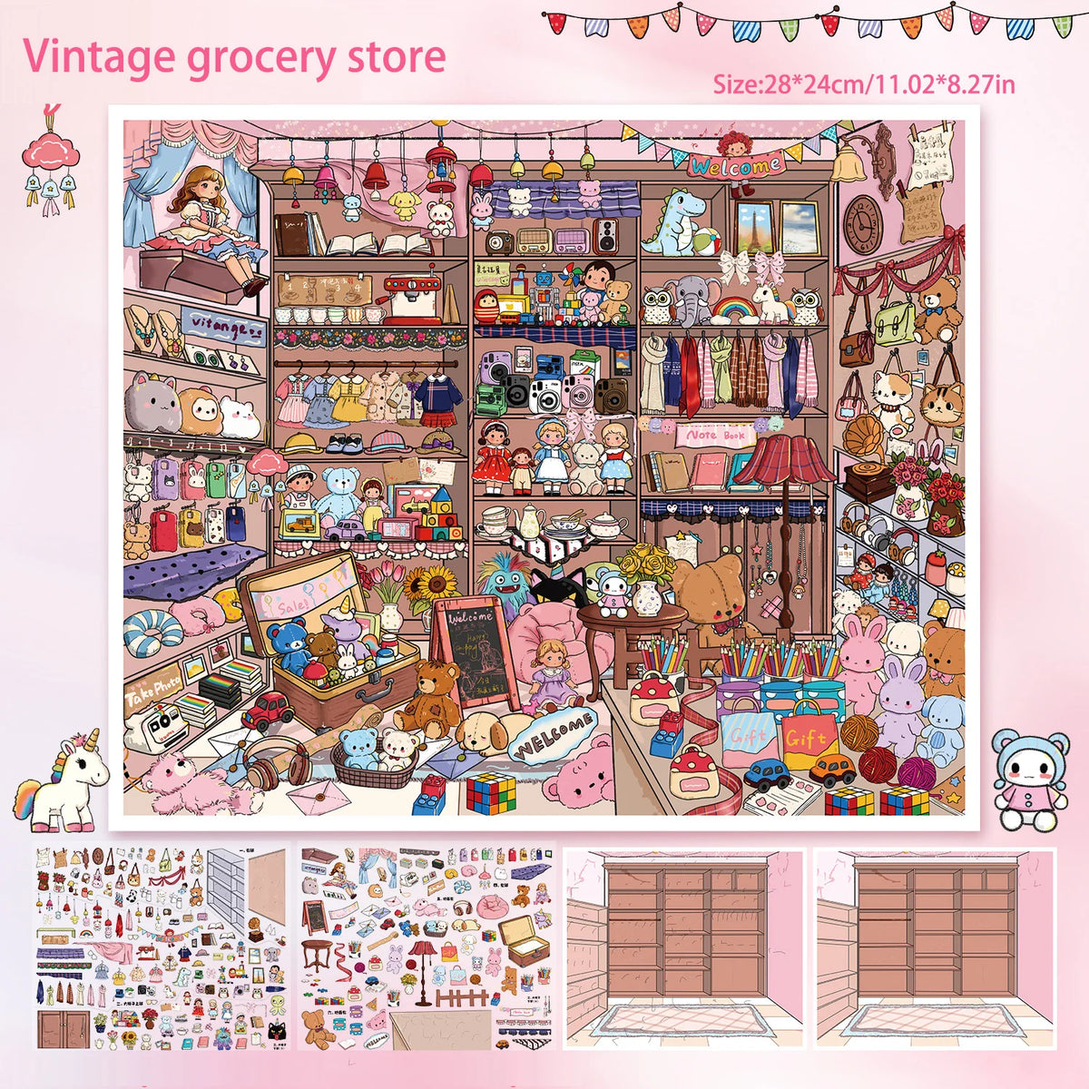 Extra-Large Vintage Grocery Store Decorative Sticker Set