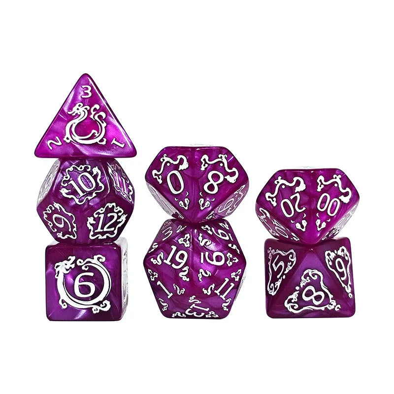 Dragon Pattern Polyhedral Dice Set for RPG & Tabletop Gaming