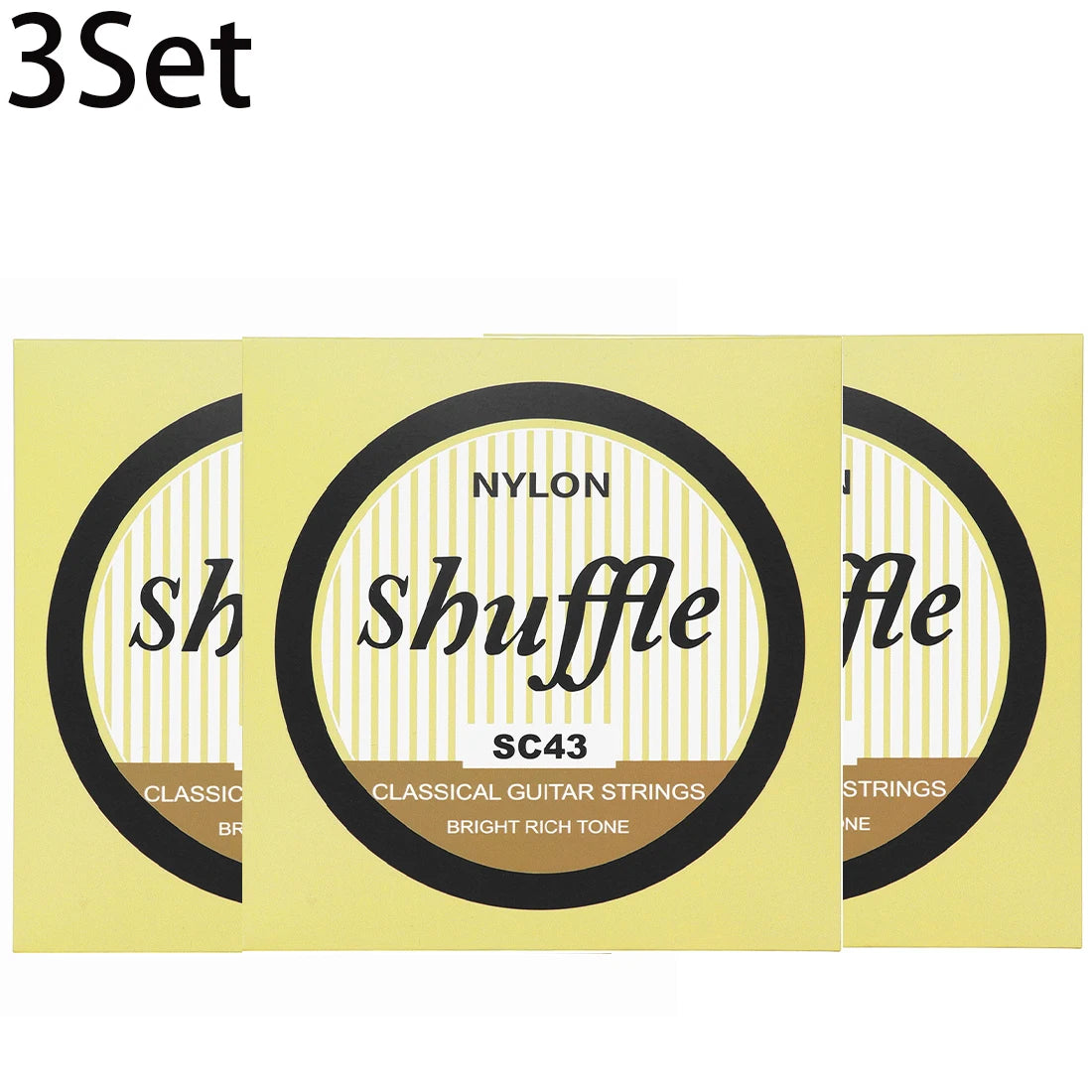 A set of nylon classical guitar strings labeled SC43 for a bright rich tone