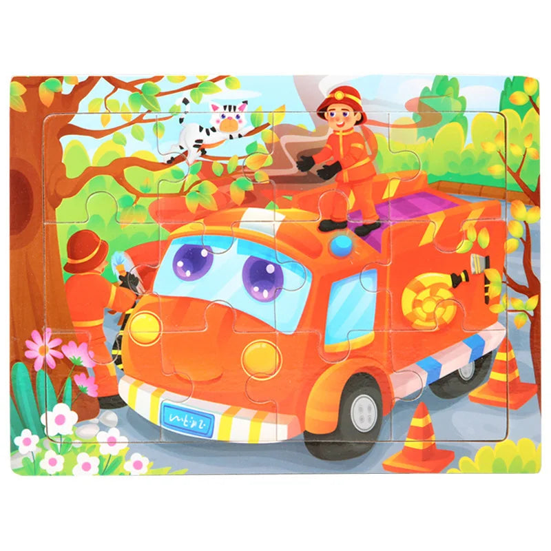 Wooden Animal Jigsaw Puzzles for Toddlers (Set of 12)