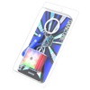 A magnetic speed cube set featuring a blue and silver design with a key chain and a cube component.