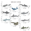 A mini set of 10 realistic ocean animal figurines including a whale, shark, dolphin, turtle, and penguin.