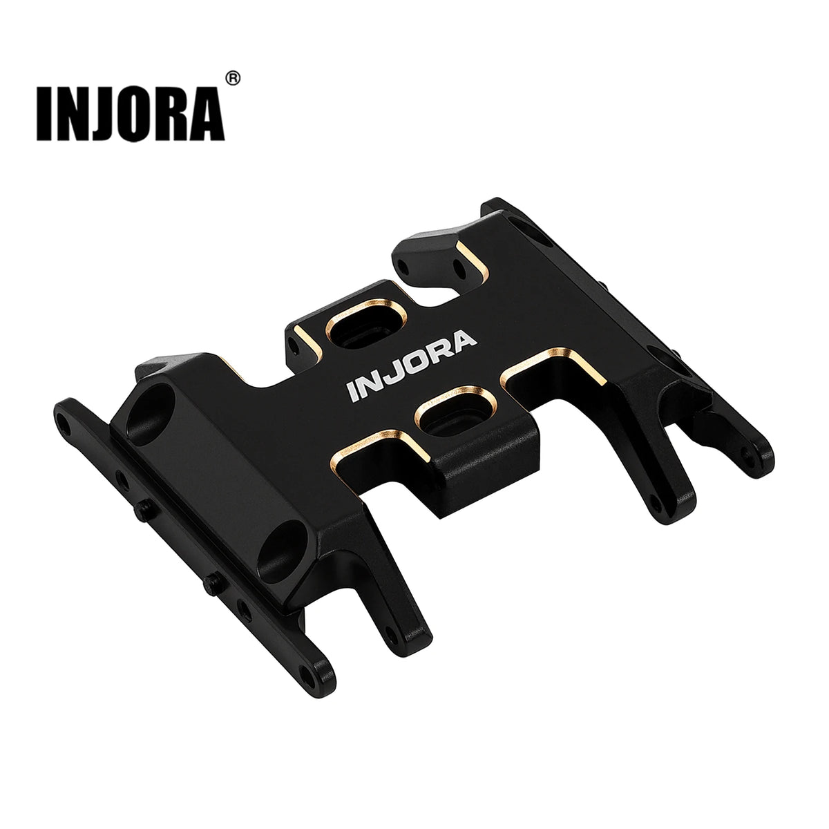 Black INJORA CNC aluminum skid plate for 1/24 RC crawler