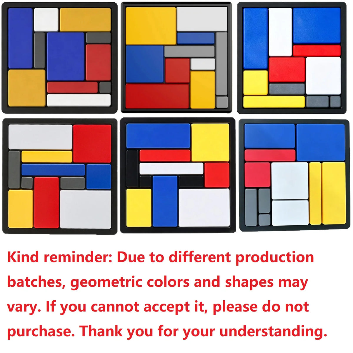 A set of nine square tiles featuring various geometric colors and shapes for a logic puzzle.