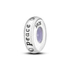 A silver charm bead engraved with the word peace and the number 925 for DIY bracelet making.