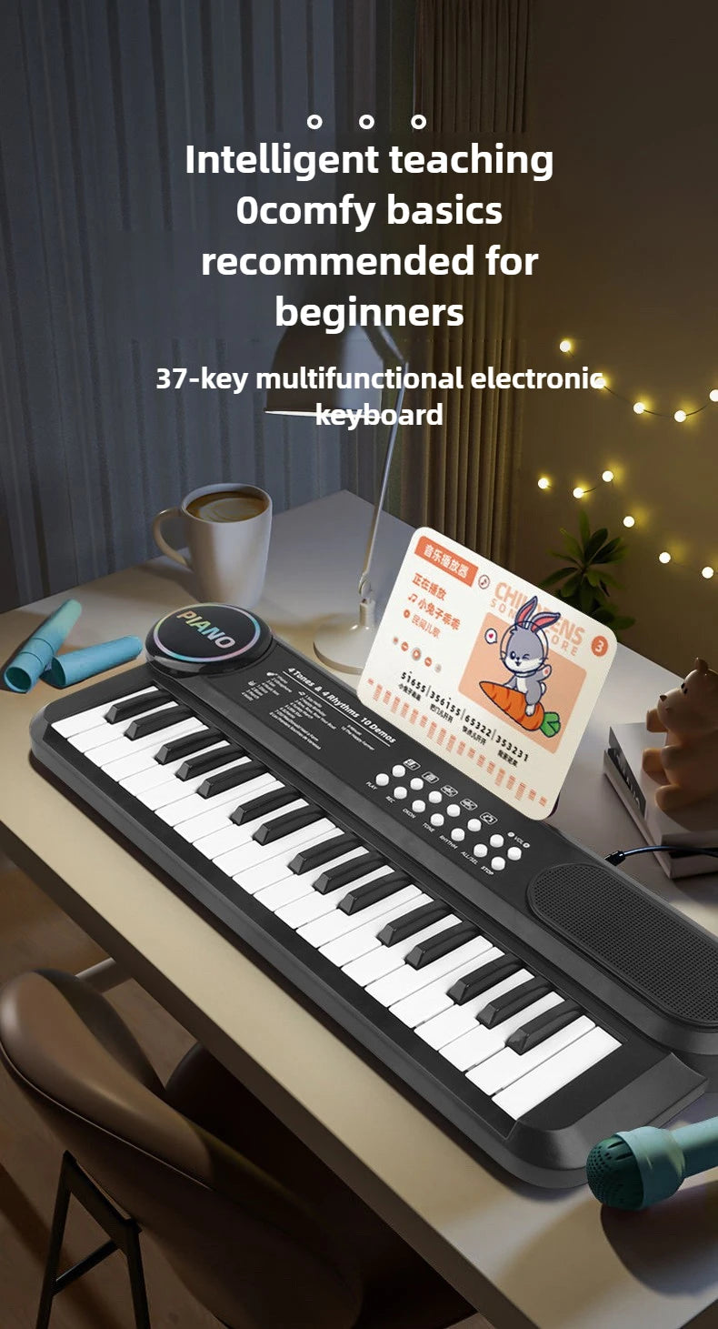 37-Key Kids Electronic Piano with Microphone and Stand