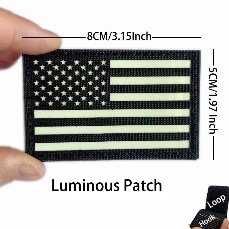 Reflective American Flag Tactical Patch with Glow-in-the-Dark Detail