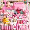 A pink kids doctor pretend play set featuring various electronic medical tools and accessories.