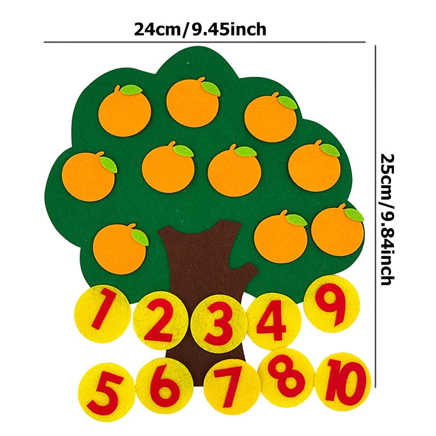 Felt Fruit Tree Puzzle – Color & Number Learning Toy for Kids