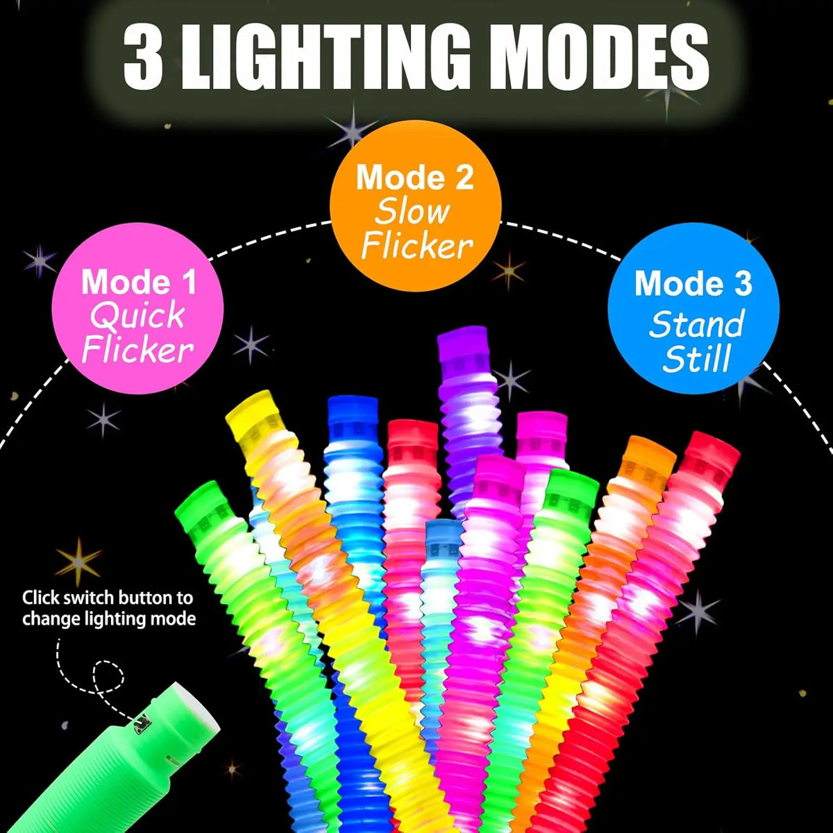LED Pop Tubes Sensory Fidget Toy (12-Pack)