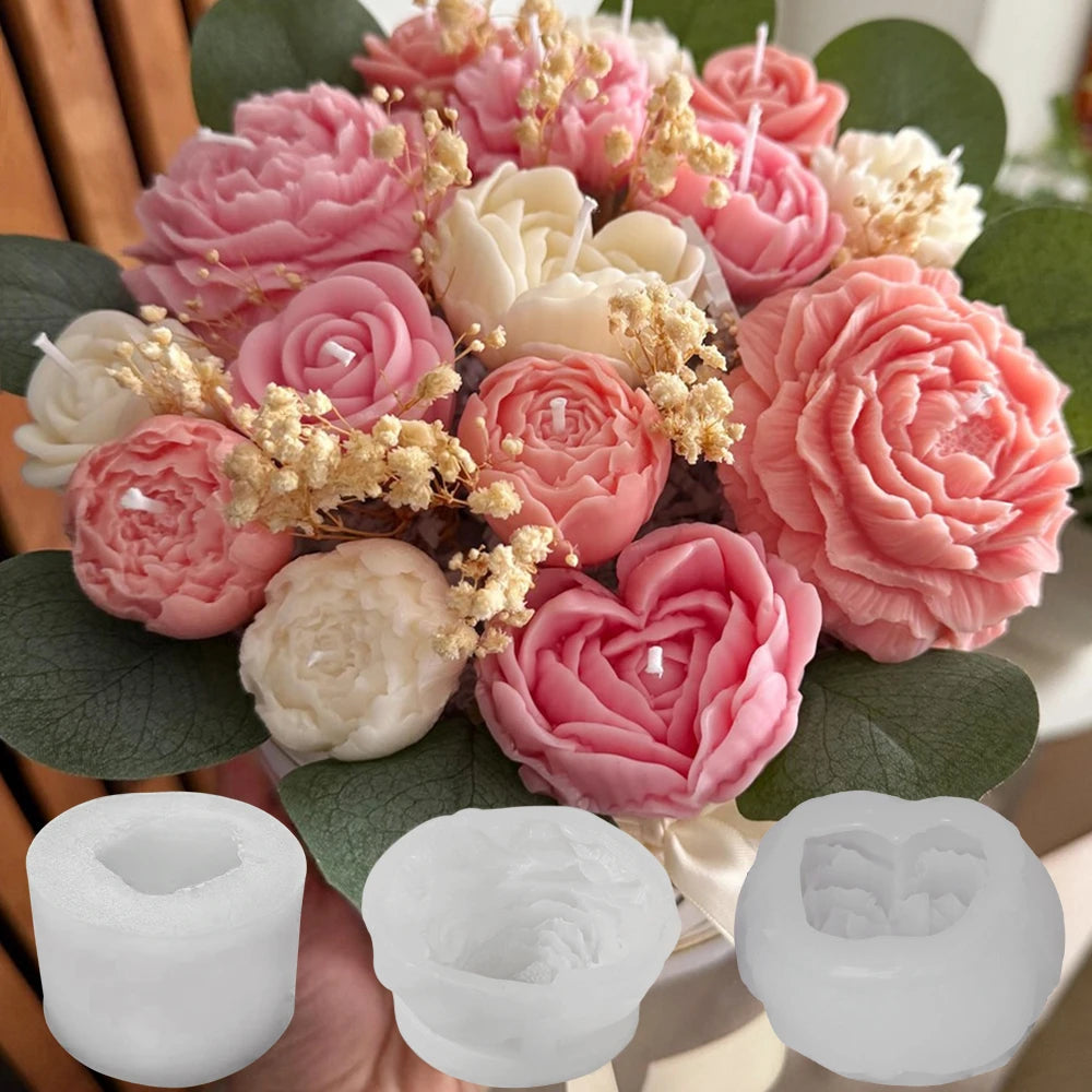 3D Peony Flower Silicone Mold for Candle, Resin & Soap Making