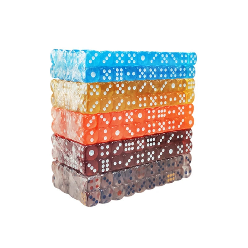 Multicolor Transparent Acrylic Dice Set – 100 Pieces