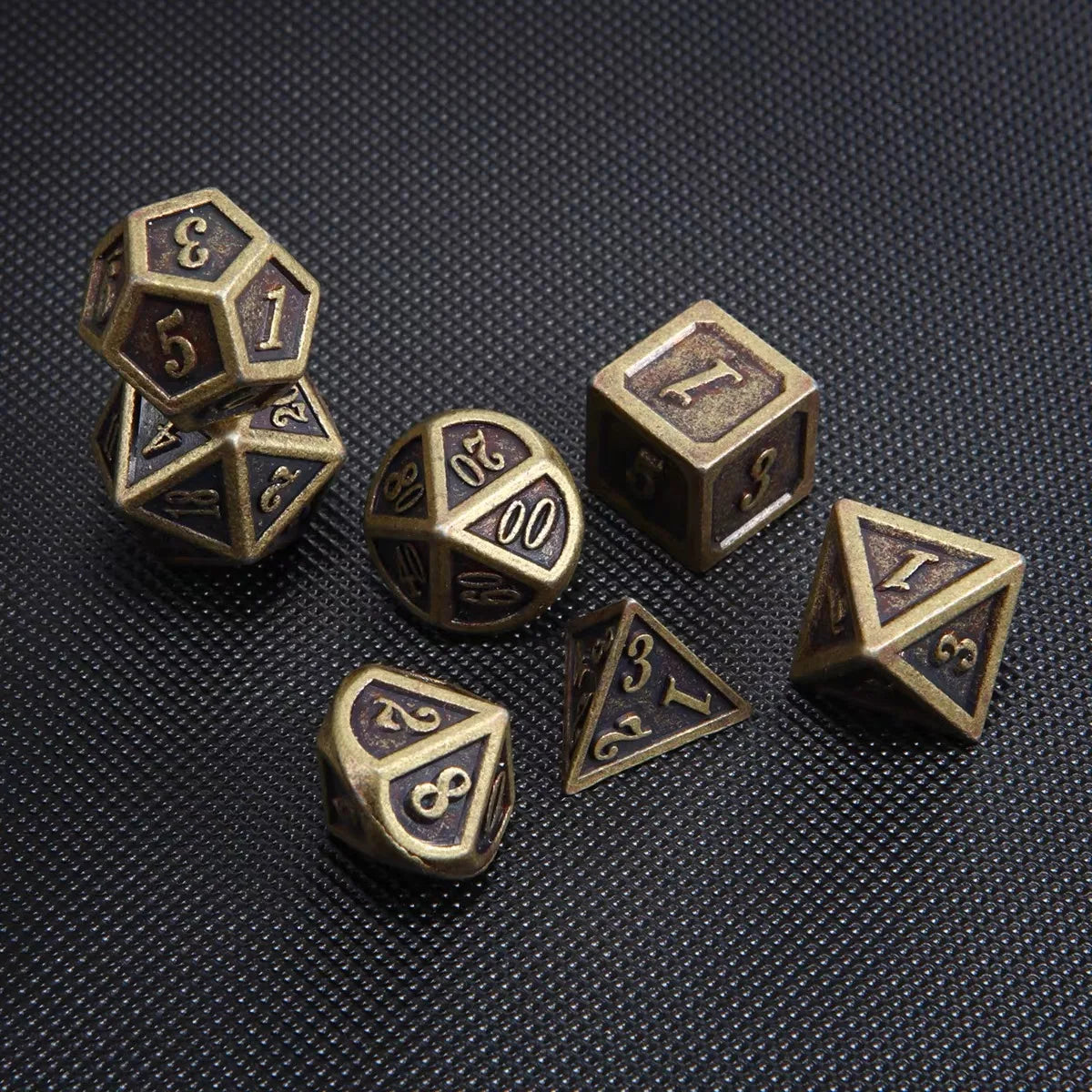 Bronze Metal Polyhedral Dice Set for RPG Games